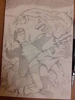 Dylan Dog - le notti della luna piena - cover 3 Formato A5 - matita bianco - 5 euro