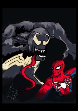 Venom e Spiderman stampa autentificata 21x29,7 doppio strato fondo nero 6 euro