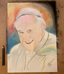 #Papa Francesco - illustrazione autentificata 21x29,7 20 euro