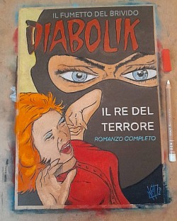 Diabolik cover numero 1 - 21x29,7 pastelli morbidi / matite 10 euro